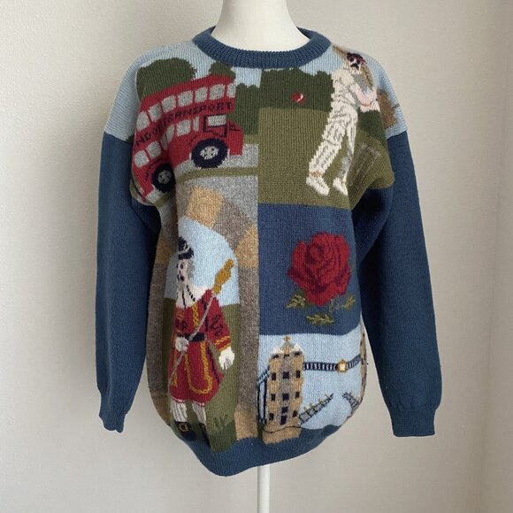 Tulchan Sweater Medium London Inspired Knit Sweatshirt Pure New Wool - Picture 2 of 8